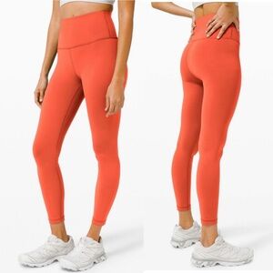 Lululemon Wunder Train High Rise Leggings 25” Brick Orange Coral Size 4